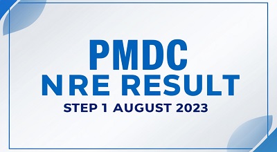 PMDC NRE Result Step 1 August  2023